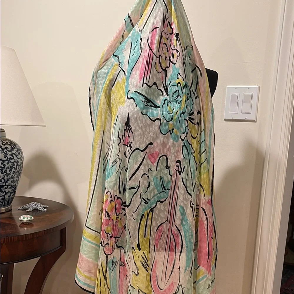 Vintage Jean-Louis Scherrer Paris Abstract Design Multicolor Silk Scarf